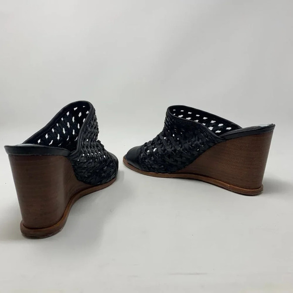 Matt Bernson Pia Woven Leather Wedges in Black - Picture 6 of 8